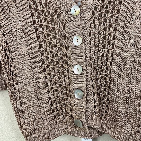 Vintage GAP Crochet Knit Cardigan Womens M Medium Short Sleeve Crop USA - Picture 2 of 4